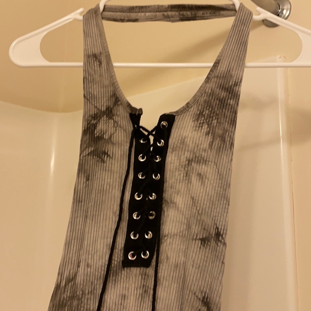 Lace up tie dye bodysuit